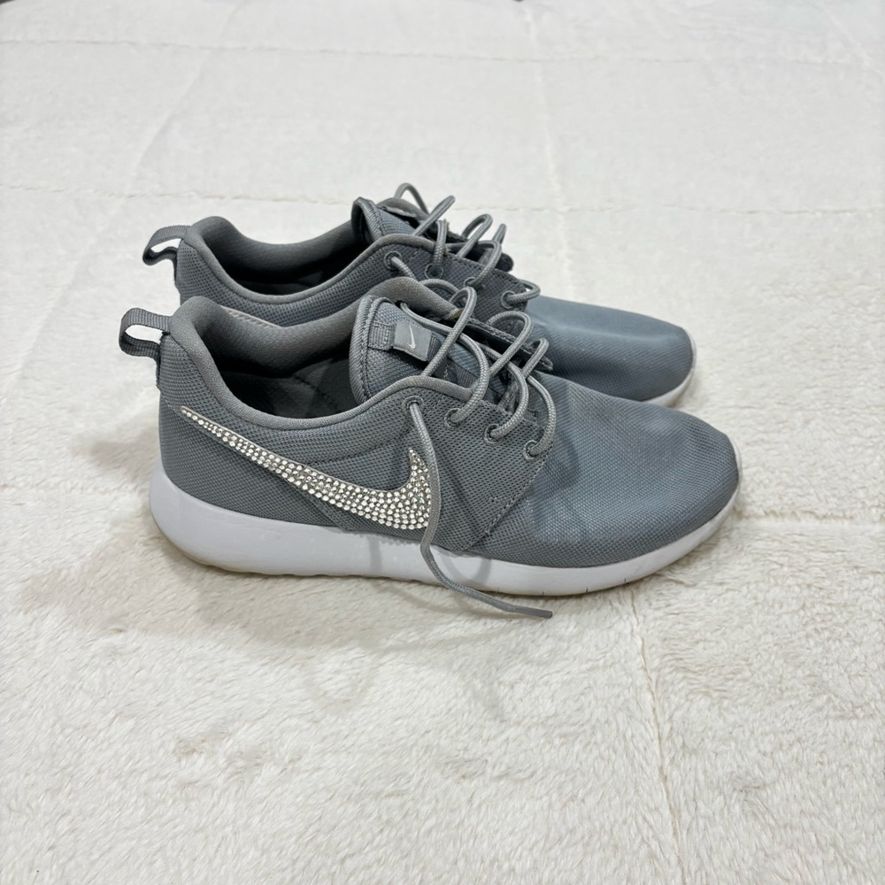 Custom Gray Swarovski Crystal Nike Roshe Sneakers